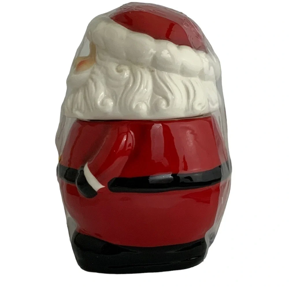 Santa Cookie Jar Nostalgic Christmas Holiday Jar Tight Seal Red White